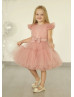 Blush Pleated Tulle V Back Flower Girl Dress Blush Pleated Tulle V Back Flower Girl Dress